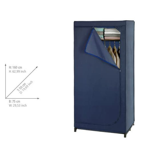 WENKO wardrobe Business with shelf and clothes rail, fabric wardrobe for dust-free storage of textiles, metal frame and fabric in durable polyester quality, 75 x 160 x 50 cm