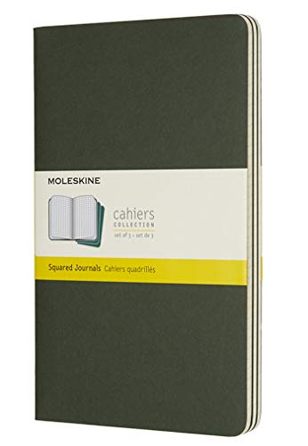 Moleskine Cahier Large, A5, 3 pack, Checkered, Cardboard cover, Myrtle Green