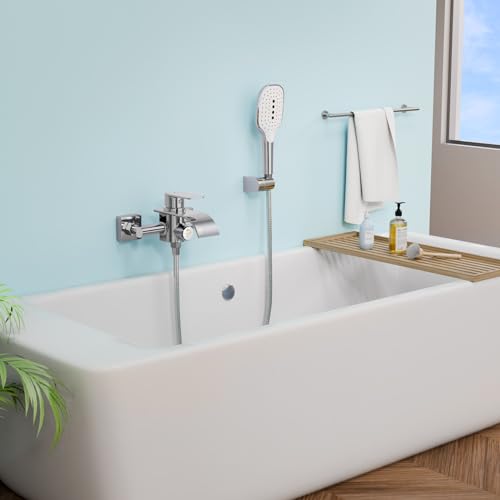 KULACO bathtub faucet waterfall with handheld shower, brass single-handle bathtub mixer tap, bath shower faucet with pressure switch, chrome tub faucet for bathroom.