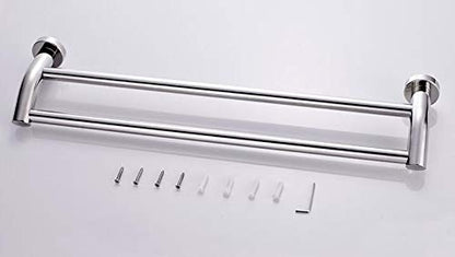 K10-110-02 Modern Design Double Towel Holder, Towel Bar, Stainless Steel 18/8 (SUS304), glossy finish (approx. 100cm)