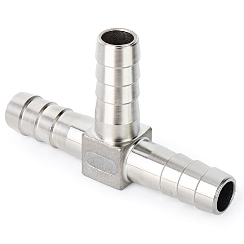 ERGAOBOY 2 pieces 6mm stainless steel hose barb T-piece 3-way T-shaped SUS 304 hose fitting with 6 clamps