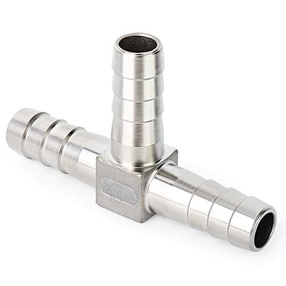 ERGAOBOY 2 pieces 6mm stainless steel hose barb T-piece 3-way T-shaped SUS 304 hose fitting with 6 clamps