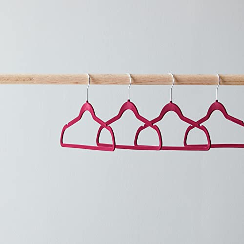 Amazon Basics Velvet Suit Hangers, Non-Slip, Burgundy, Silver, 30 Pack.