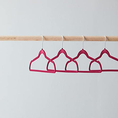 Amazon Basics Velvet Suit Hangers, Non-Slip, Burgundy, Silver, 30 Pack.