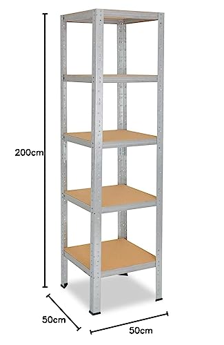 shelfplaza® 200x50x50cm Home Heavy Duty Shelving galvanized/metal shelving with 5 shelves/basement shelving metal, garage shelving, workshop shelving or storage shelf/shelving system metal with 175kg load capacity