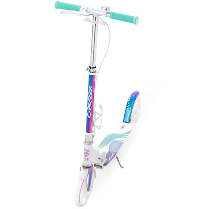 Raven Scooter Kick Scooter for Kids Adults | foldable | adjustable height | carrying strap | bell | bottle holder (Celia White with handbrake, 200mm)