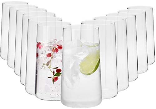 Krosno water glasses highball glasses drinking glasses | Set of 12 | 540 ML | Avant-Garde Collection | Perfect for home, restaurants, and parties | Dishwasher safe