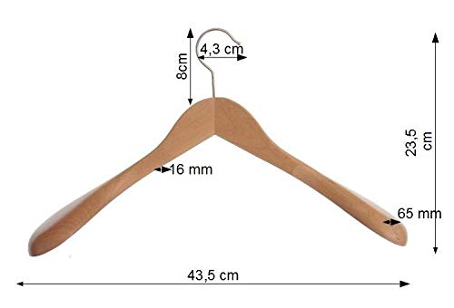 Hagspiel beechwood hangers, shoulder hangers, wooden hangers for wardrobe, Made in Austria (natural finish, exclusive beech 6.5 cm)