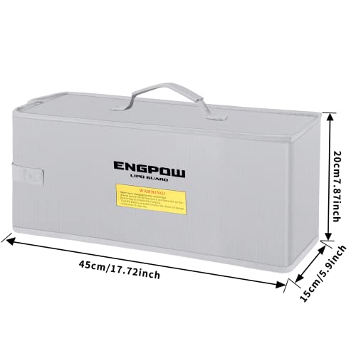 Lipo Safe Bag Ebike Battery Bag Fireproof up to 2000 °F Battery Bag Waterproof & Explosion-proof, 45 x 15 x 20 cm Battery E-Bike Battery Cover for Storage & Transportation & Charging