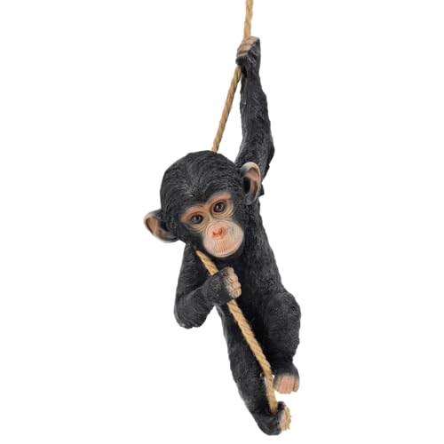 abc HOME | Garden Figurine | Monkey on Rope | Polyresin | 70 cm H including Rope