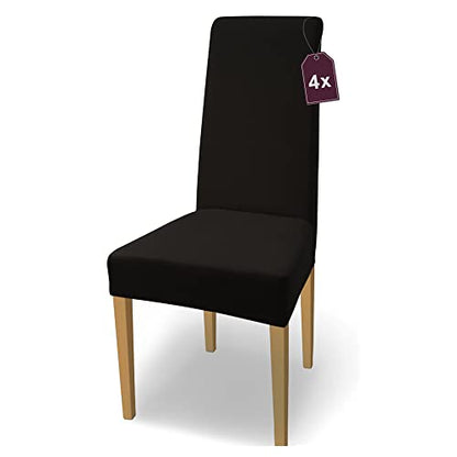 SCHEFFLER-Home Natalie Stretch Chair Covers Cotton/ Chair Covers Black/ Chair Cover Set of 4/ Chair Cover for Swing Chairs washable/ elegant Stretch Chair Cover High Backrest.
