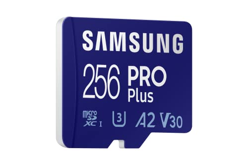 Samsung PRO Plus microSD card, 256GB, UHS-I U3, Full HD & 4K UHD, 160MB/s Read, 120MB/s Write, Memory Card for Smartphone, Drone, or Action Cam, Incl. SD Adapter, MB-MD256KA/EU