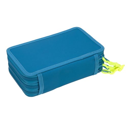 Casual pencil case filled with 20 pieces / School Triple Pencil Case Unique Blue