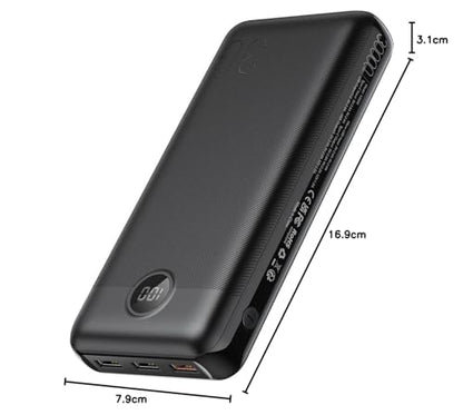 VEGER Power Bank 30000mAh, 20W PD External portable chargers Fast Charging Power Bank USB C, battery pack External Battery with LED Display, 4 Outputs and 2 Inputs Compatible with iPhone, iPad, Tablets, etc.