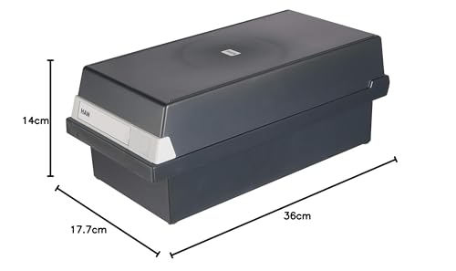 HAN Index card box A6 landscape, learning box, attractive design for 1,300 index cards with large labeling field, 956-13, black