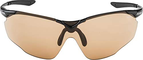ALPINA SPLINTER SHIELD V - Photochromic, shatterproof & anti-fog sports and cycling glasses with 100% UV protection for adults, black, One Size
