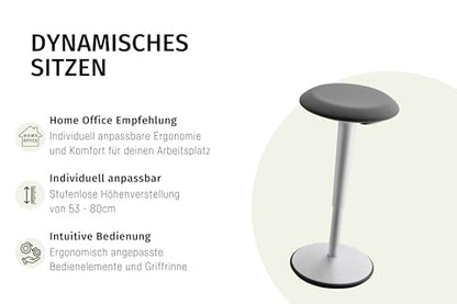 Sedus se:fit, ergonomic stool, standing stool, perching seat, standing aid, red, black, plastic, rubber base, adjustable height 53-80 cm.
