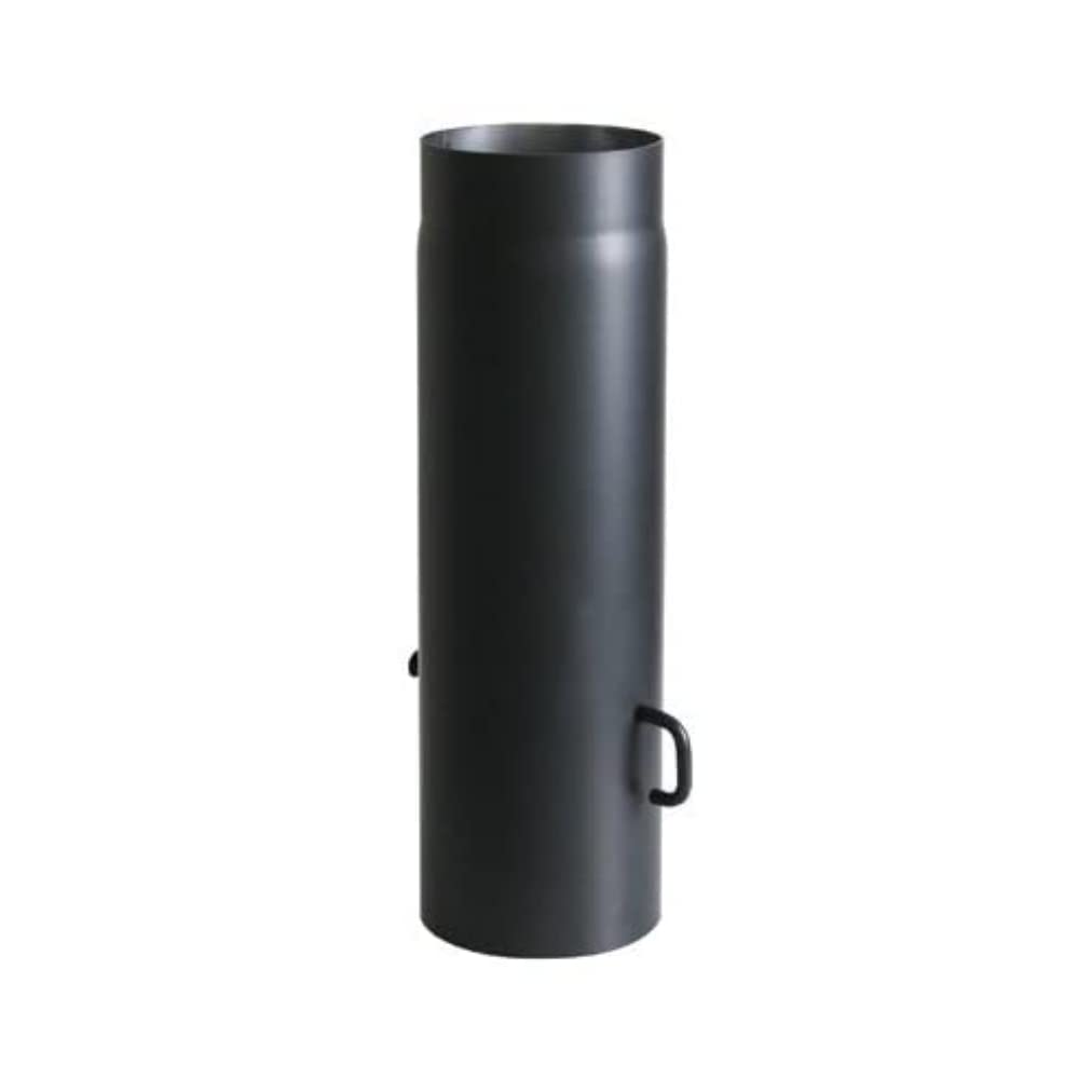 Kamino Flam stove pipe with throttle cap in black, made of steel for safe exhaust gas removal, heat-resistant Senotherm coating, tested according to standard EN 1856-2, dimensions: L 500 x Ø 150 mm.