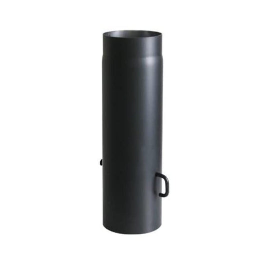 Kamino Flam stove pipe with throttle cap in black, made of steel for safe exhaust gas removal, heat-resistant Senotherm coating, tested according to standard EN 1856-2, dimensions: L 500 x Ø 150 mm.