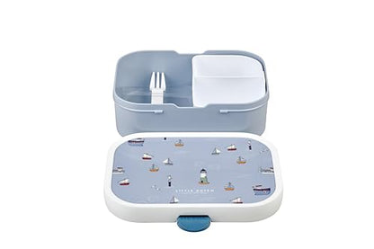 Mepal - Lunchbox Kids Campus Little Dutch - Bento Box Kids - Lunchbox Kids with compartments & fork - Meal Prep Box with clip closure - BPA-free & dishwasher safe - 750 ml - Sailors Bay