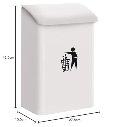 ARREGUI E6101 Hanging Trash Can | Wall Mountable Garbage Bin | Ideal for Garages, Entrances, Stores | Paper Basket | Hanging Trash Can with Lid | 18L Waste Bin | Steel Trash Can | White