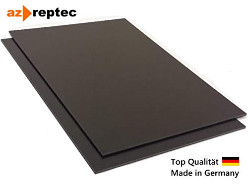 ABS plastic sheet 1mm Black 1000x500mm (100cm x 50cm) Acrylonitrile-Butadiene-Styrene - Made in Germany - One-sided protective film - Top quality - 1 piece