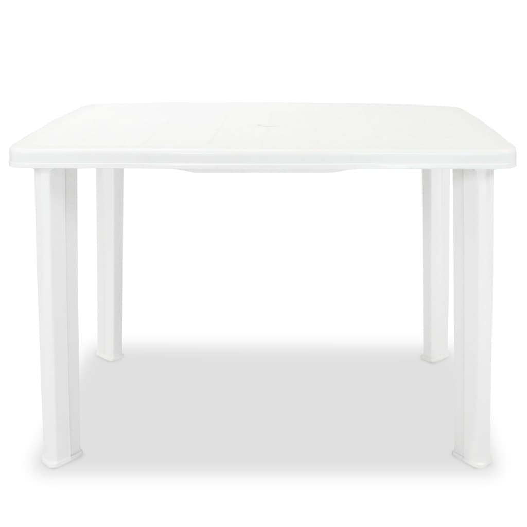 vidaXL garden table with umbrella hole weather resistant dining table camping table patio table garden furniture white 101x68x72cm plastic