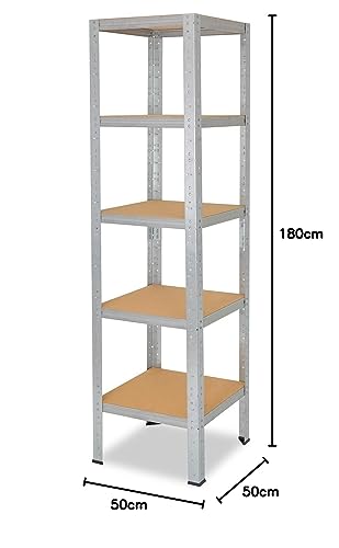 shelfplaza® 180x50x50cm HOME Heavy-Duty Shelving galvanized/metal shelf with 5 shelves/basement shelf metal, garage shelf, workshop shelf or storage shelf/steel shelf with 175kg load capacity