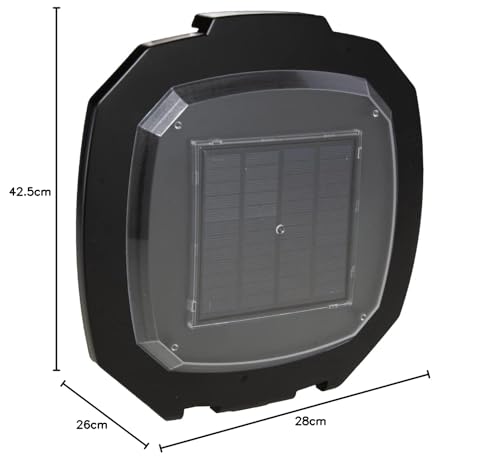 AquaForte Fishfeeder 6 liter Solar, 1-6 feedings/day, feeding time up to 20 sec, pellet size 3-10 mm, ejection range ± 1, 2 or 3 m, distribution angle: 120° horizontal, incl. solar panel.
