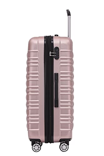 BEIBYE twin-wheel travel suitcase luggage trolleys hard shell M-L-XL set, expandable (pink gold, M)