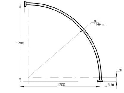 Ekershop aluminum one-piece shower curtain rod curved rod 120x120 chrome/silver plated oval rod corner shower rod oval rod