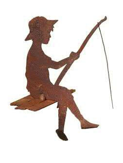 Rust figures for the garden - Small angler (edge sitter) - Height 30cm - Decorative figure/garden decoration