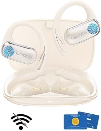 AI headphone translator, translator headphone without internet, 144 languages headphone translator real-time with app, comfortable 3-in-1 OWS translator earphones for travel, business, and learning (Beige)