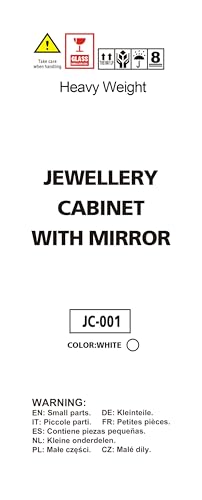 Ezigoo Large Jewelry Cabinet with Mirror - High capacity for jewelry storage, wall mountable and secure