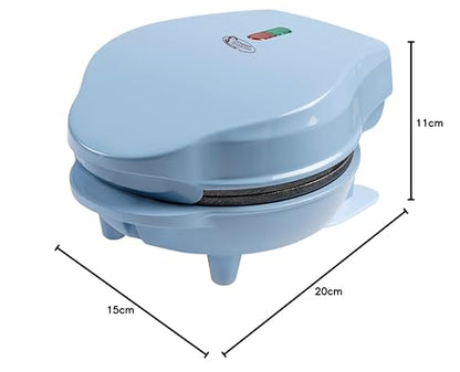 Bestron Mini Waffle Iron for classic waffles, small waffle maker with non-stick coating, perfect for kids' birthdays, family gatherings, Easter or Christmas, retro design, 550 watts, color: Blue.