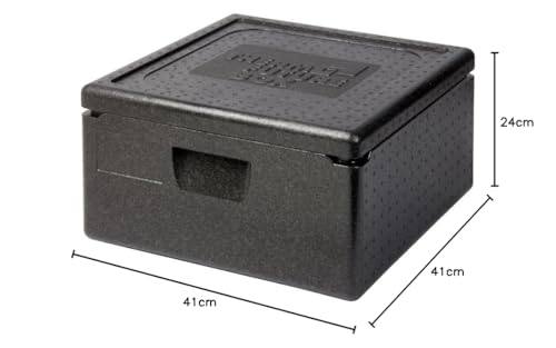 Thermo Future Box Square Thermo Box cooler, transport, warmer and insulated box with lid, 21 liter pizza box, EPP (expanded polypropylene) thermo box.