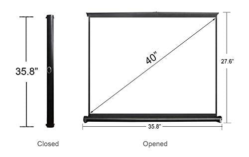 Portable projector screen 40-inch 4:3, self-standing high-resolution small projector screen. Floor-standing projection screen for home theater school.