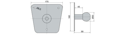 EUFAB 16412 Wall Mount, suitable only for EUFAB and LAS bike racks, Alloy steel.