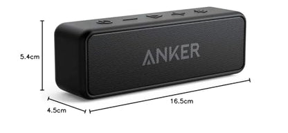Anchor SoundCore 2 Bluetooth Speaker, Fantastic Sound, Huge Bass with Dual Bass Drivers, 24h Battery, Improved IPX7 Water Protection, Wireless Speaker for iPhone, Galaxy, etc. (Black)