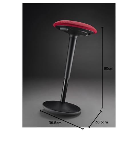 Sedus se:fit, ergonomic stool, standing stool, perching seat, standing aid, red, black, plastic, rubber base, adjustable height 53-80 cm.