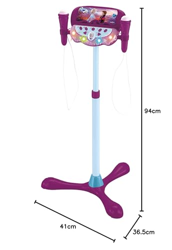 Lexibook, The Ice Queen, Illuminating Speaker on Stand for Kids, musical game, adjustable height, light effects, 2 microphones included, MP3 plug, Aux-in cable plug, purple, S160FZ.