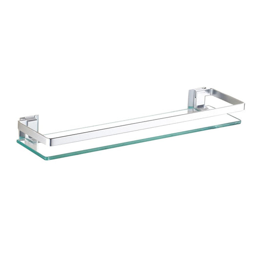 Mgchowue Glass Bathroom Shelf, Glass Shelf Wall Shelf 60 80cm Bathroom Shelf Storage Rack - with chrome rail & 8mm tempered glass bathroom shelf