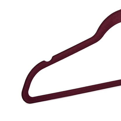 Amazon Basics Velvet Suit Hangers, Non-Slip, Burgundy, Silver, 30 Pack.