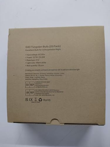 SUNSGNE G40 LED replacement bulbs 25 pack, Clear Globe Glass light bulbs, G40 patio lighting party garden wedding decoration, Fits E12/C7 base, 7 watts, Warm White.