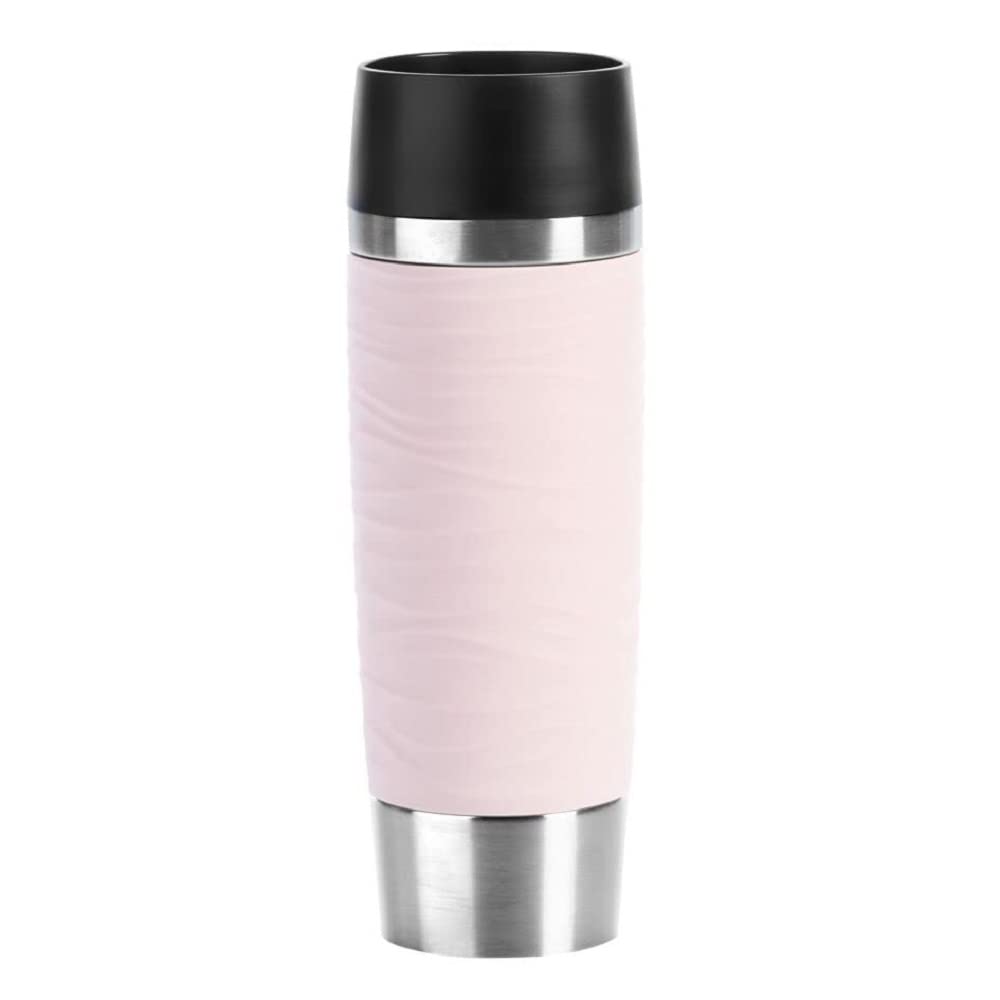 Emsa Travel Mug Waves Grande Insulated Cup N20120 | 0.5 L | up to 6h hot and 12h cold | 100% leak-proof thermal cup | 360° drinking opening | Quick-Press closure | Powder Pink