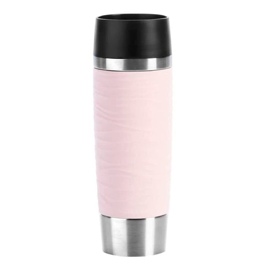 Emsa Travel Mug Waves Grande Insulated Cup N20120 | 0.5 L | up to 6h hot and 12h cold | 100% leak-proof thermal cup | 360° drinking opening | Quick-Press closure | Powder Pink