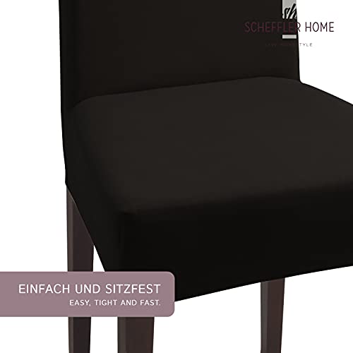 SCHEFFLER-Home Natalie Stretch Chair Covers Cotton/ Chair Covers Black/ Chair Cover Set of 4/ Chair Cover for Swing Chairs washable/ elegant Stretch Chair Cover High Backrest.