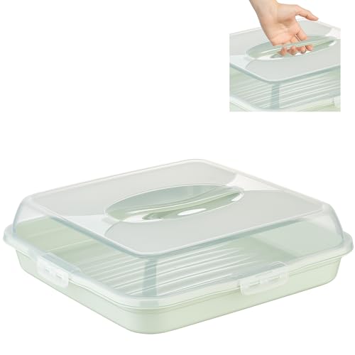 Cake transport box, square, cake transport box with lid, cover, and handle. Cake plate, storage box, cake container, pie container, serving plate, party butler.