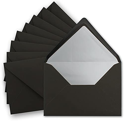 50 metallic silver lined envelopes, size C5 (157 x 225 mm), black color - wet adhesive with pointed flap - ColorsFroh by GUSTAV NEUSER.