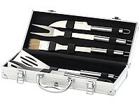 Rosenstein & Söhne Grill Case: Stainless Steel BBQ Tools in Aluminum Case (BBQ Tool Set, Grill Utensils, Men's Gift)